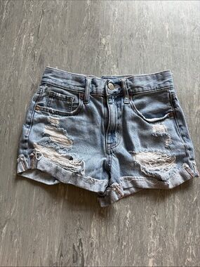 Aeropostale Light Blue Distressed Denim Jean Shorts